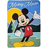 MickeyMouse Disney Mickey Mouse BAM with Pink and Blue Comic Figures Fleece Blanket (Light Blue)