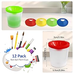 No Spill Paint Cups, 12pcs Paint Cups with Lids for