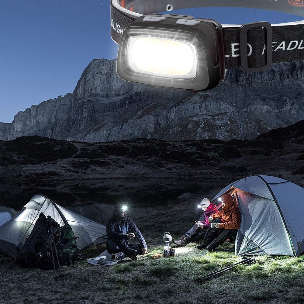 Headlamp Flashlight LED Headlamp Battery Operated Head Lamp with White/Red/Green Light 6 Modes Headlamps Adjustable Strap Perfect Head Light for Camping Hiking Running & More - - 
