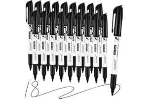coruscant Fine Point Permanent Markers Bulk, 18 Pack Quickly Drying, Waterproof, Smudge-proof, Fade Resistant Ink for Writing, Labeling on Plastic, Metal, Wood, Glass, Stone for Home Office School