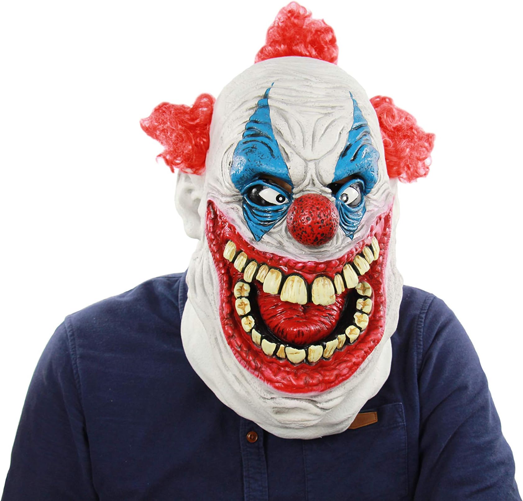The Deluxe and Scary Halloween Big Mouth Latex Clown Mask Cosplay Terror Head Mask