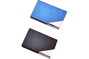 Business Card Holder, 2 Pieces PU Leather & Stainless Steel Business Card Case for Name Card Holder Purse Card Case