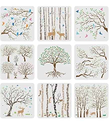 Pochoir Réutilisable Arbre De Vie 30x30 Cm - Pour Peinture Sur Mur, Bois, Tissu, DIY