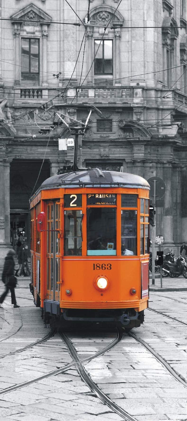 AG DESIGN FTNV 2882 Non-Woven Tram Giant Wall Poster, Multi-Colour, 90 x 202 cm