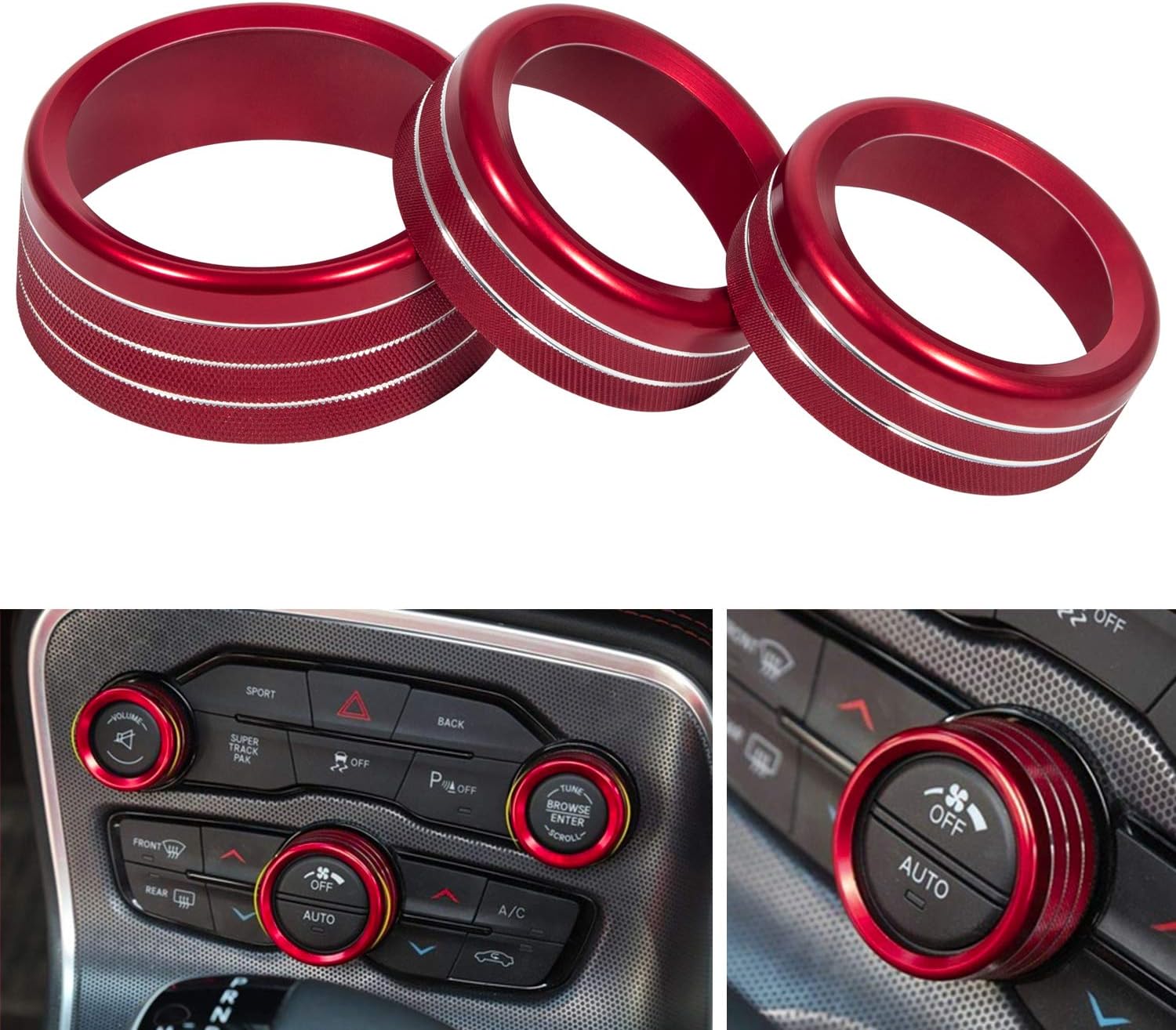 Air Conditioner CD Switch Button Knob Aluminum Alloy Cover Compatible with 2015 2016 2017 2018 2019 2020 2021 Dodge Challenger Charger for Chrysler 300 300s, Ram 2013-2018