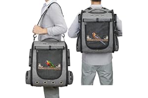 Bird Carrier Backpack Travel Parrot Bag Cage with Perch Stand for Parakeets Cockatiels Birdcage Vet Car Airlines Airplane Pla