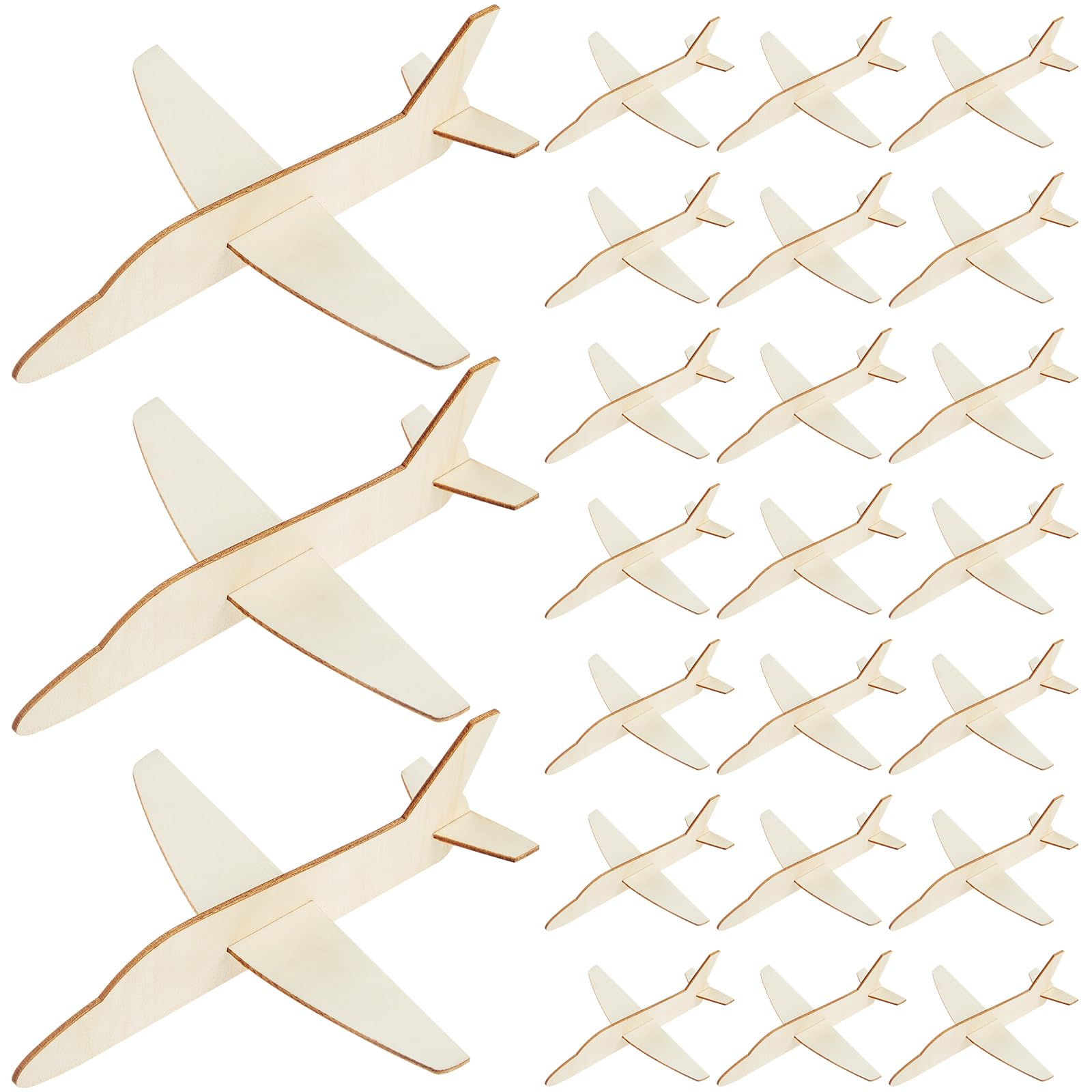 Photo 1 of Deekin 24 Pieces Wooden Model Airplane DIY Crafts Wooden Planes Wood Airplane Kits Airplane Party Favors Handicraft Plane Gift for Party Supplies, Not Flyable(Simple)