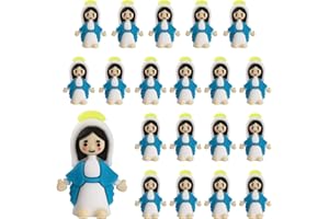 ysofun 20 Pcs Little Virgin Mary Figurines, Christ Toys Mini Virgin Mary Figures, Little Figures to Hide and Seek Sunday School Religious Party Favors Gift for Sunday Easter Eggs, Blue