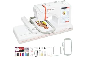 Poolin EOC05 Embroidery Machine Maximum Embroidery Area 4x9.25inch, 7 Inch Touch Screen Comes with WiFi Design Transfer, Includes All Accessories Supplies and Training for Beginners