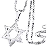 555Jewelry Stainless Steel Star of David Necklace for Men & Women, 16-24 Inch Box Chain