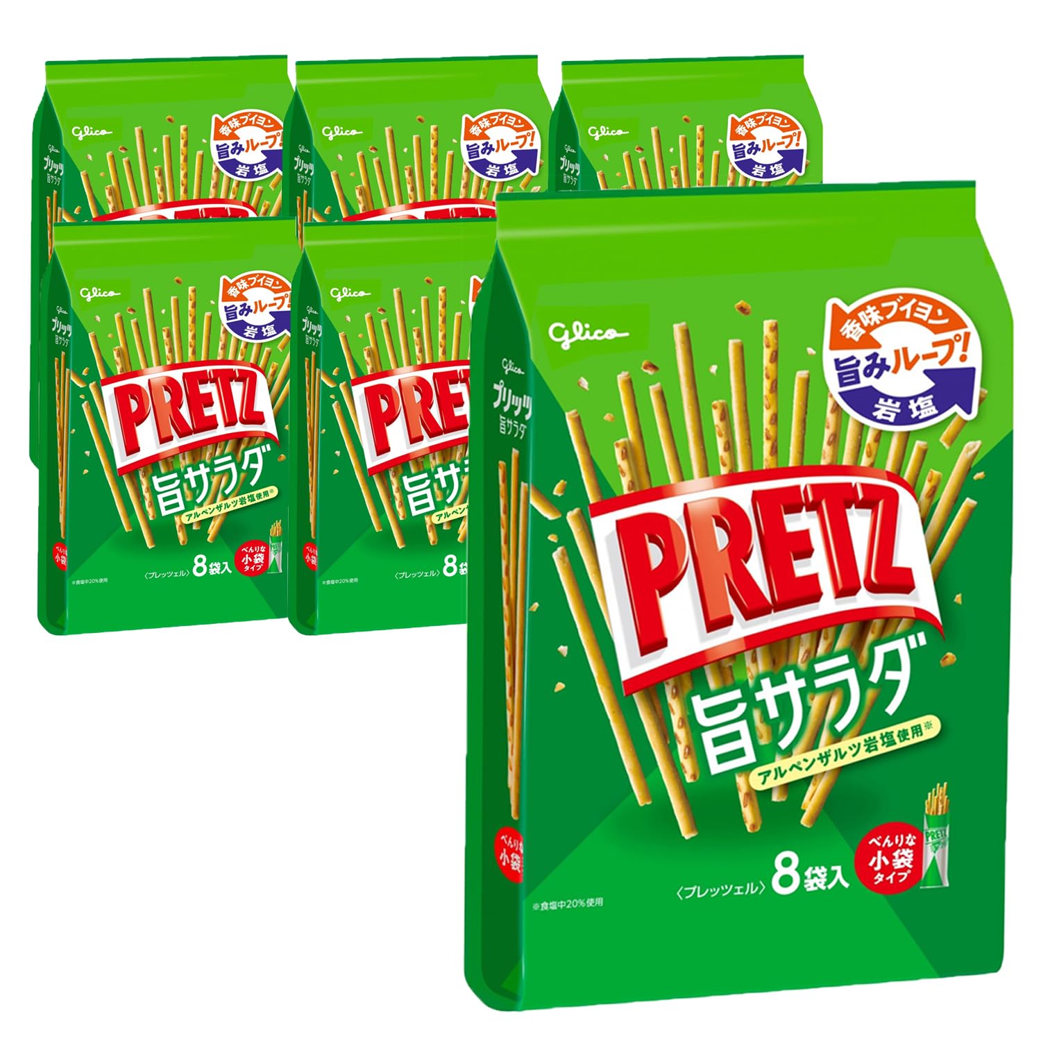 プリッツ 旨サラダ 118g(8袋入り)×6個 スナック菓子 プレッツェル 香味ブイヨン 岩塩 江崎グリコ glico pretz商品画像