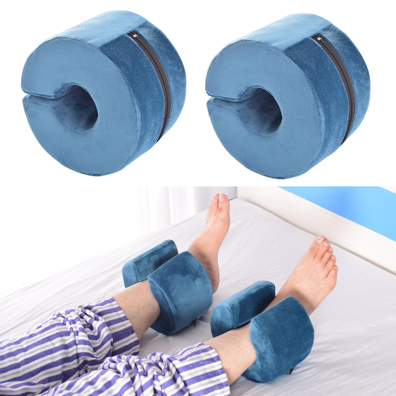 Foot Elevation Pillow Post Surgery Foot Pillows For Elevation While Sleeping Elevated Foot Heel Pillow Ankle Heel Elevator Wedge Feet Leg Rest Elevated Support Foam Ankle Cushion for Bed Sore (2 PCS)
