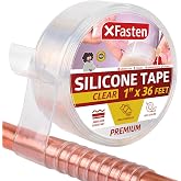 XFasten Self Fusing Silicone Tape Waterproof Clear &ndash; 1" x 36 Feet, Self Amalgamating Tape, Silicone Rubber for Plumbing, Sealing Pipes, Hose Repair, Outdoor Coax and Electrical Cables &ndash; Weatherproof