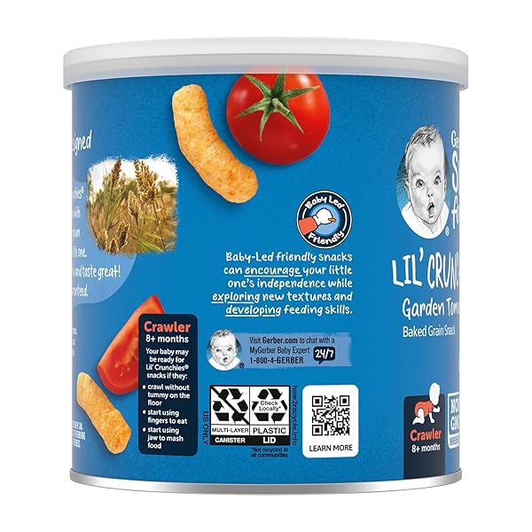 GERBER STAGE 3 BABY FOOD SNACKS, GARDEN TOMATO LIL’ CRUNCHIES, SNACKS FOR BABIES, BABY LED FEEDING