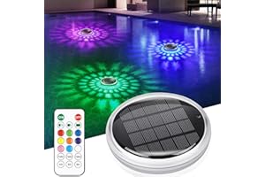 Solar Floating Pool Light, 1Pack Solar Rechargeable Pool Light that Float with Remote Control, 12 Lighting, 3 Timer Mode, IPX
