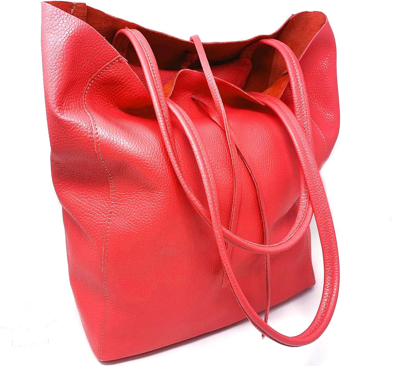 LeahWard Large Hobo Shoulder Bag, Women's Genuine Italian Hand Made Shoulder Bags, A4 College School Work Business Bags (Red) - Image 4