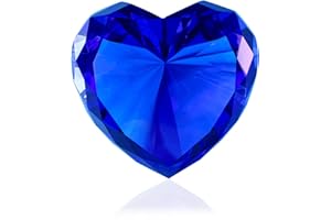 QIANWEI Blue Crystal Diamonds Paper Weights, Heart Shape Real Diamond Glass Gems Paperweight for Decoration, Big Diamonds Home Office Decor Valentine's Day Gift Wedding Favors with Gift Box 80mm