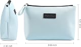 Maange Small Travel Cosmetic Bag Waterproof PU Leather with Handle Blue view 3