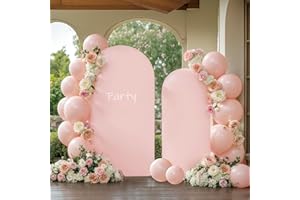 SUPPROMO Pink Arch Cover 2 Set 7.2 and 6ft Pink Arch Backdrop Cover Spandex Wedding Arch Stand Covers for Birthday Party Baby Shower Girls Bridal Shower Banquet Photo Balloon Arch Backdrop Cover Background