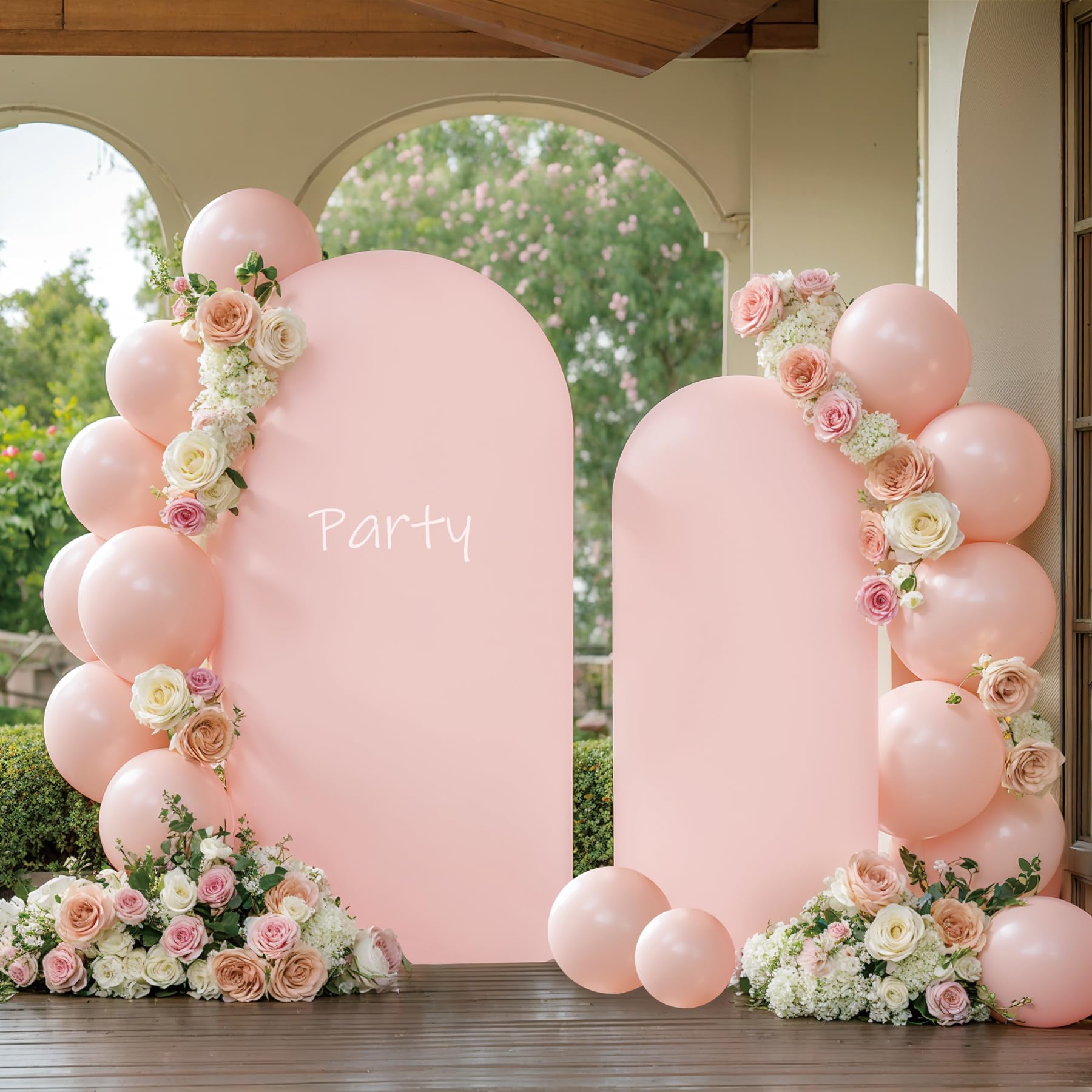 Set Of 2 Wedding Arch Cover 2-Sided Round Top Spandex Fitted Arch...