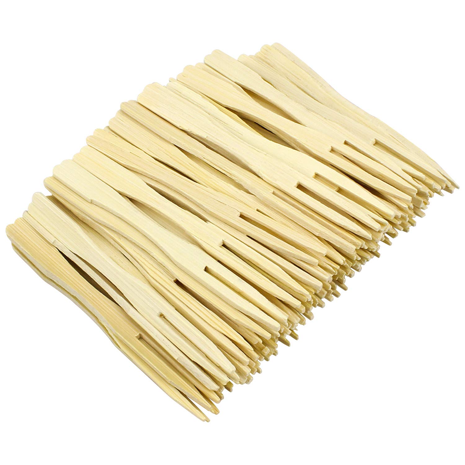Hysagtek 400 Pcs Wooden Fruit Forks Party Forks Two Prongs Fruit Cocktail Food Picks 3.5 Inch Blunt-end Fork for Home and Party