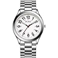BUREI Men Watches Fashion Analog Stainless Steel Quartz Waterproof Watches,Gift for Men.