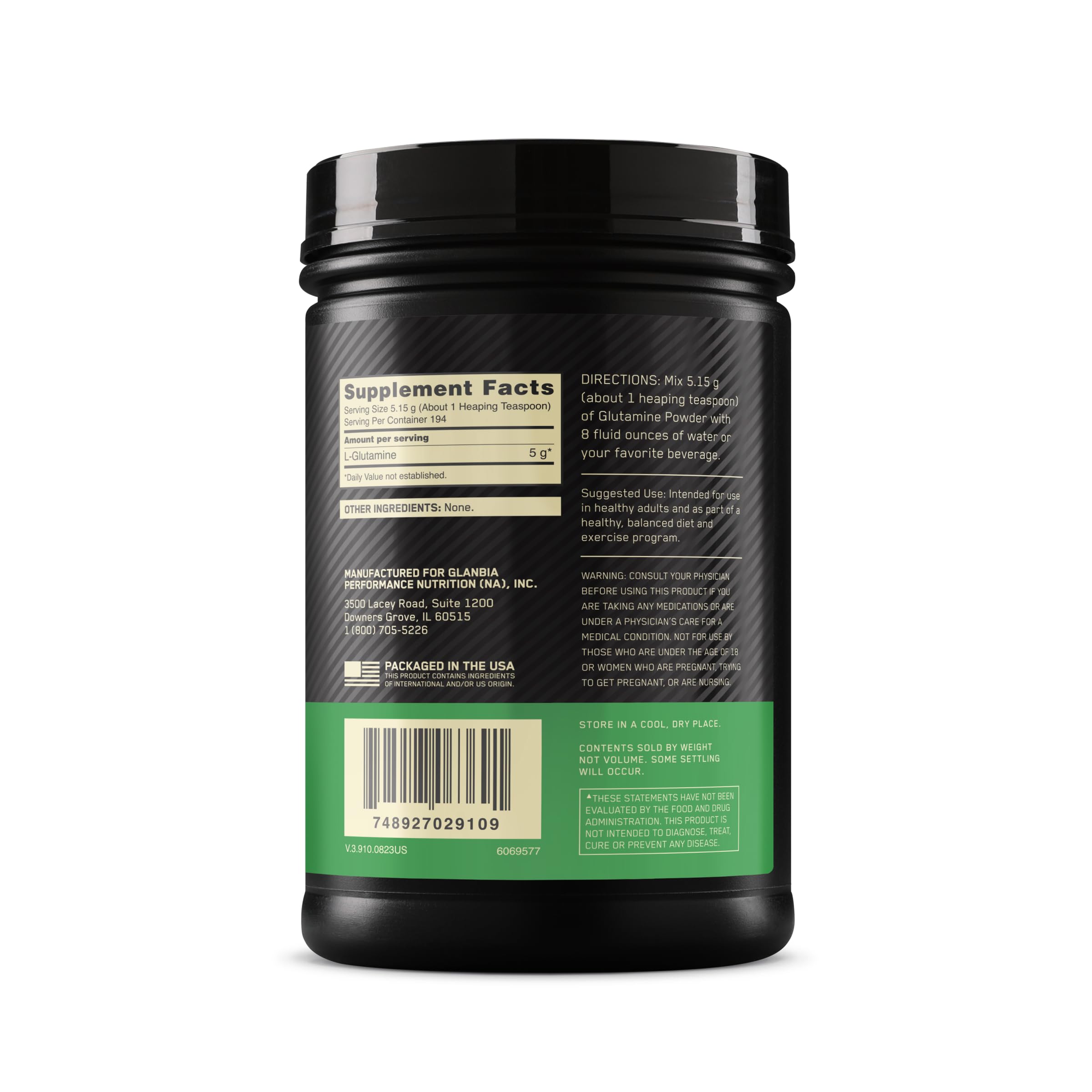 Optimum Nutrition L-Glutamine Muscle Recovery Powder, 1000 Gram, 194 Servings (Pack of 1)