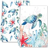 Kou Marty Sea Turtle Ocean Kitchen Towels 2 Pcs Decorative Hand Towel Absorbent with Hanging Loop 16”X 24”