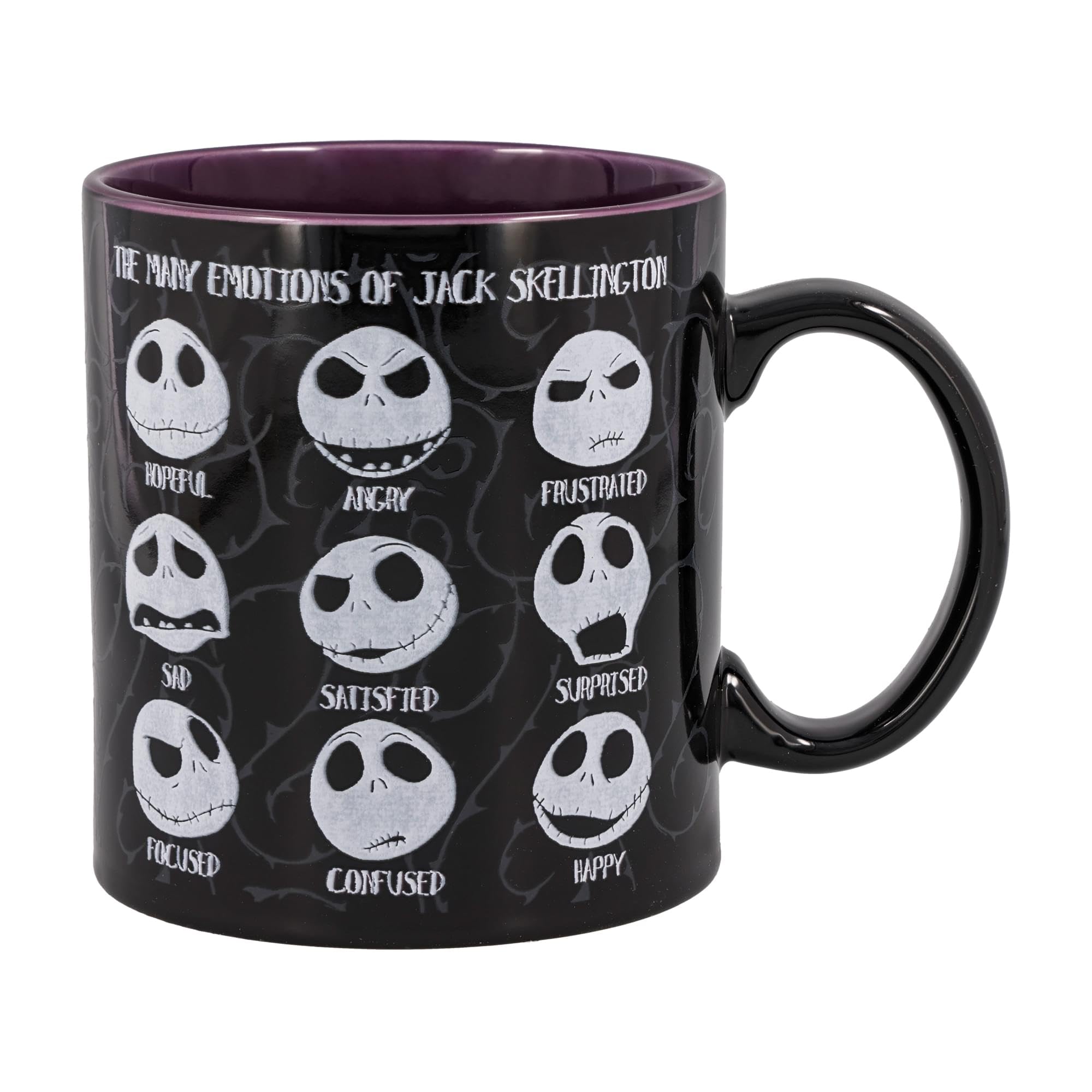 Silver Buffalo Disney Tim Burton's Nightmare Before Christmas Jack Skellington Emotions Ceramic Mug, 20 Ounces