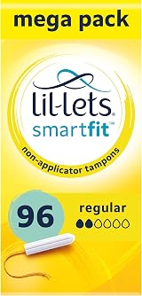 Lil-Lets Non-Applicator Regular Tampons X 96 6 Packs 16 Plant Based SmartFit