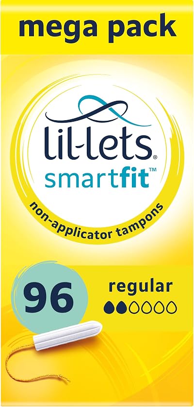 Lil-Lets Non-Applicator Regular Tampons X 96 6 Packs 16 Plant Based SmartFit