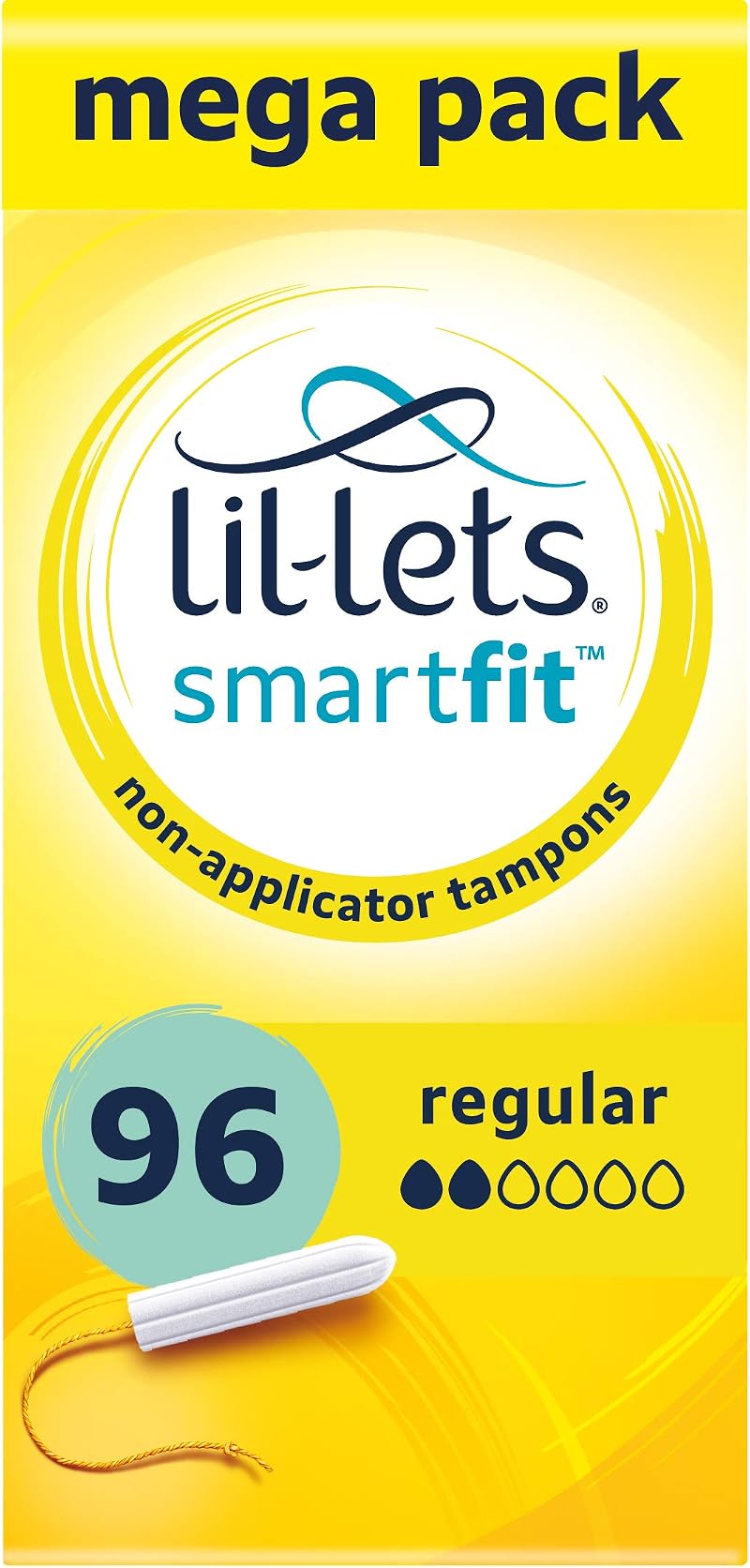 Lil-Lets Non-Applicator Regular Tampons X 96 6 Packs 16 Plant Based SmartFit
