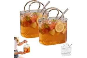 Purse Drinking Glass, Handblown Purse Drinking Glass with Straw Unique Fish Bowl Glasses, Handbag Vases for Cute Room Decor F