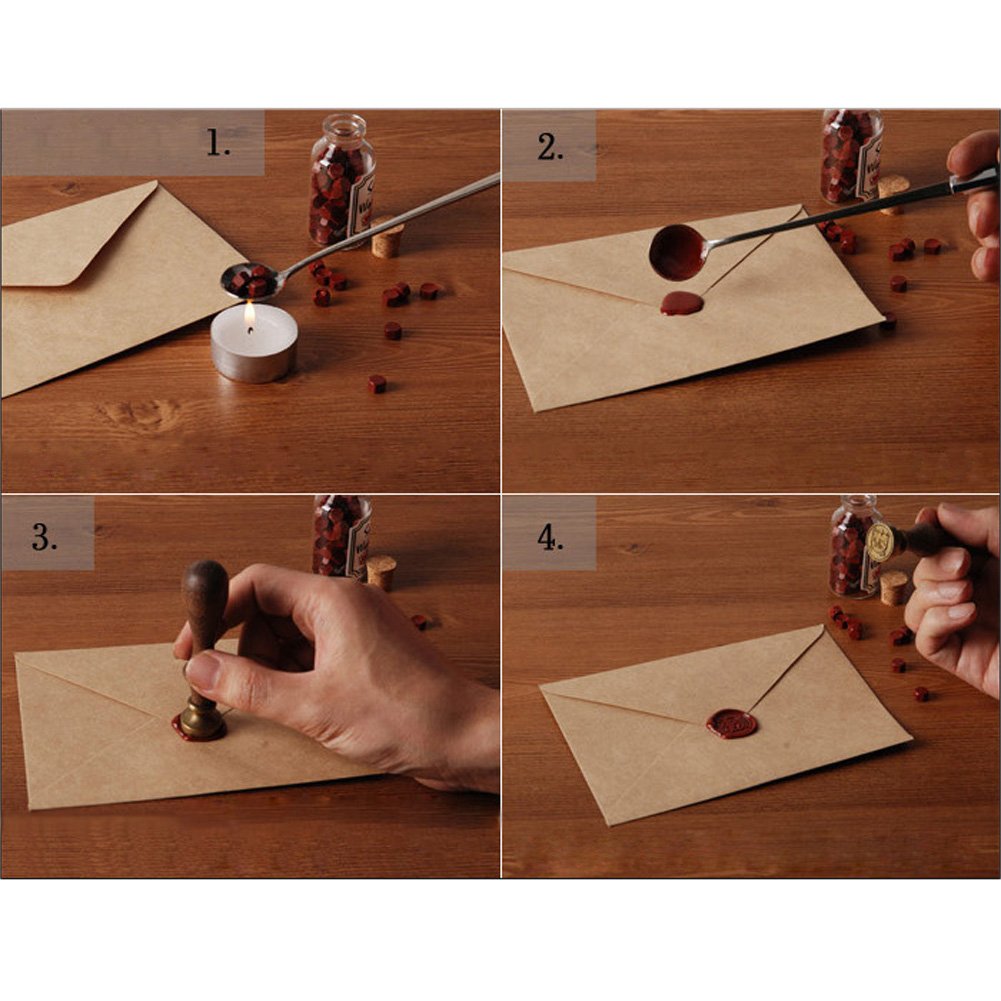 Yoption 15 Pcs Totem Fire Manuscript Sealing Wax Sticks with Wicks and Romantic Seal Stamp for Postage Letter