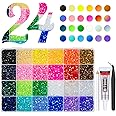 qiipii 12600Pcs 24 Color 4mm Jelly Resin Rhinestones w B7000 Jewelry Glue for Bedazzling Crafting Flatback Stones Colorful AB Gems Diamonds Charms for Nails Eyes Face Makeup Tumblers DIY Crafts Shoes