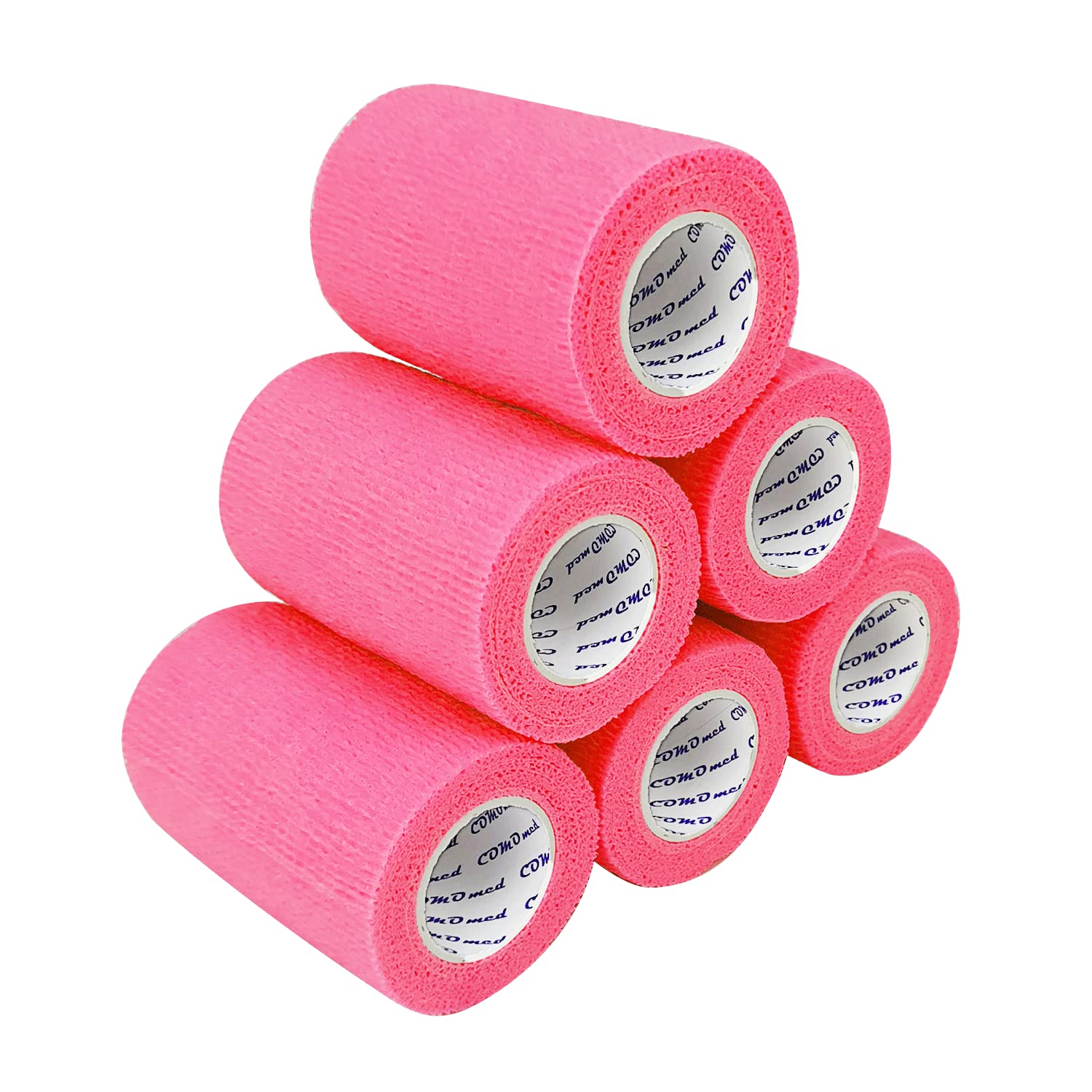 COMOmed 6 Rolls Pink Cohesive Bandage 7.5cm X４.5cm, Flexible Bandage,Non-Woven Cohesive, Athletic Tape,Vet wrap,Wraps Bandage,Suitable for Sensitive Skin