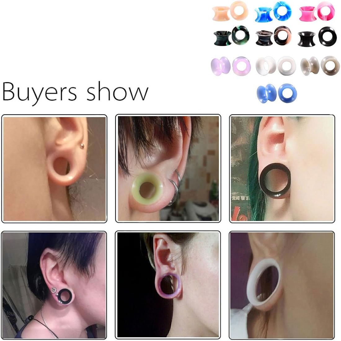 BOOM Silicone Ear Tunnels Flesh Tunnels 20Pcs Stretchers Plugs for Men/Women Gauges Kit Ultra Thin Body Piercing 2ga-5/8(6mm-20mm) - Image 3
