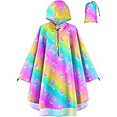 OlyPegic Kids Rain Poncho with Hooded Reusable Waterproof Lightweight Ponchos Kids Boy Girl Raincoat Outwear