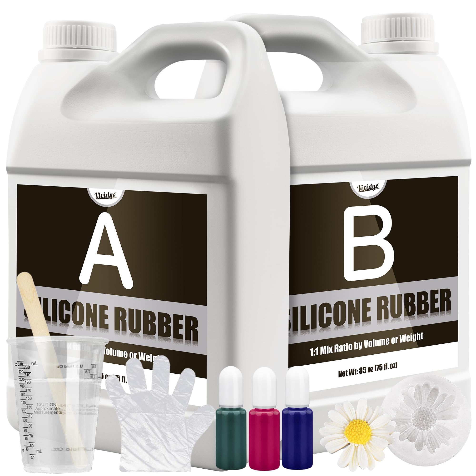 Photo 1 of Silicone Mold Making Kit - 170oz Translucent Liquid Silicone Rubber 1:1 Mixing Ratio for Mold Making, Fast Curing DIY Molding Kit for Resin Casting, Candle Molds, Soap Molds, Craft (3 Colors)