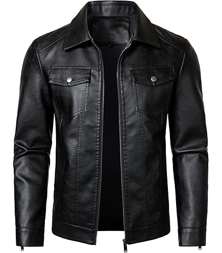 Green Leather Jacket Men Faux Leather Moto Biker Coat Outwear Green Leather Jacket Men Faux Leather Moto Biker Coat Outwear