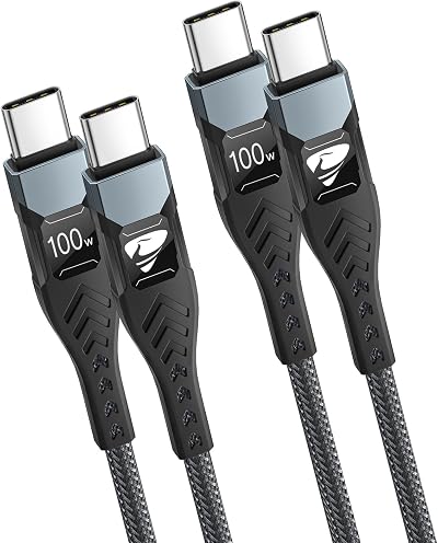 Aioneus USB C to USB C Cable 100W 0.5M Nylon Braided 2Pack Fast Charge