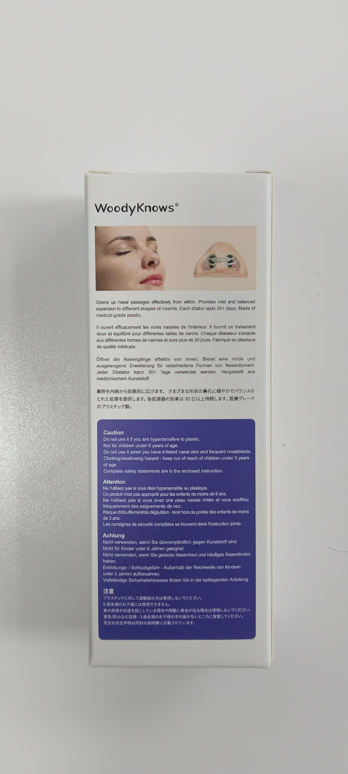 WoodyKnows Super-Support Nasal Dilator, Improves Sleep and Sports Airflow, Nasal Congestion and Nose-Related snoring aid (Trial XS/S/M/L)