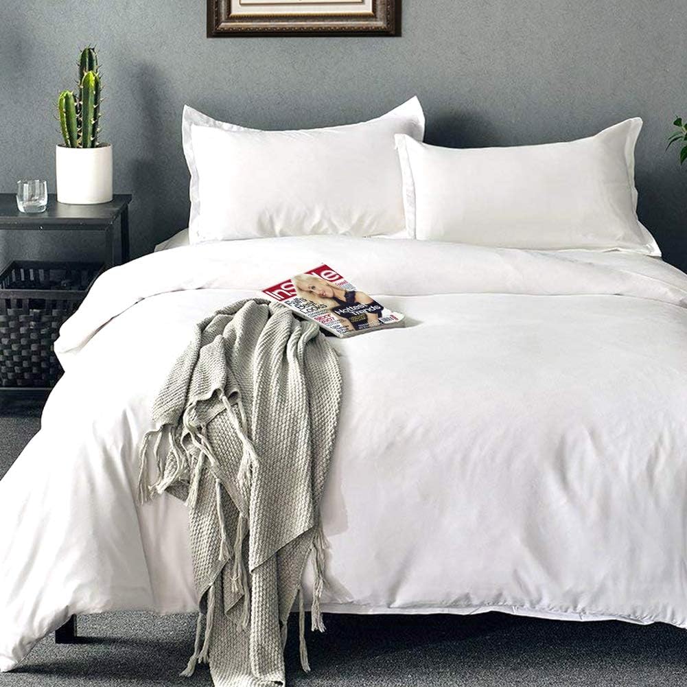 Balichun Duvet Cover Set King Size White Premium with Zipper Closure Hotel Quality Wrinkle and Fade Resistant Ultra Soft -3 Piece-1 Microfiber Duvet Cover Matching 2 Pillow Shams (White, King): Kitchen & Dining