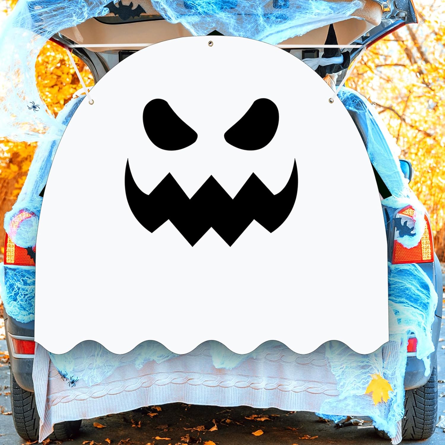 Garage Door Decorations - Preboun Halloween Ghost Trunk or Treat Decorations Banner for Cars, Scary Ghost Car Archway Garage Decor with String and Glue Points Waterproof Trunk Banner for Halloween Party Supplies
