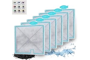 Jiaxix 6 Pack Medium Aquarium Filter Cartridges for LED PRO Power Filter Size 10 & E Internal Power Filter Size 20 with Free Sticker