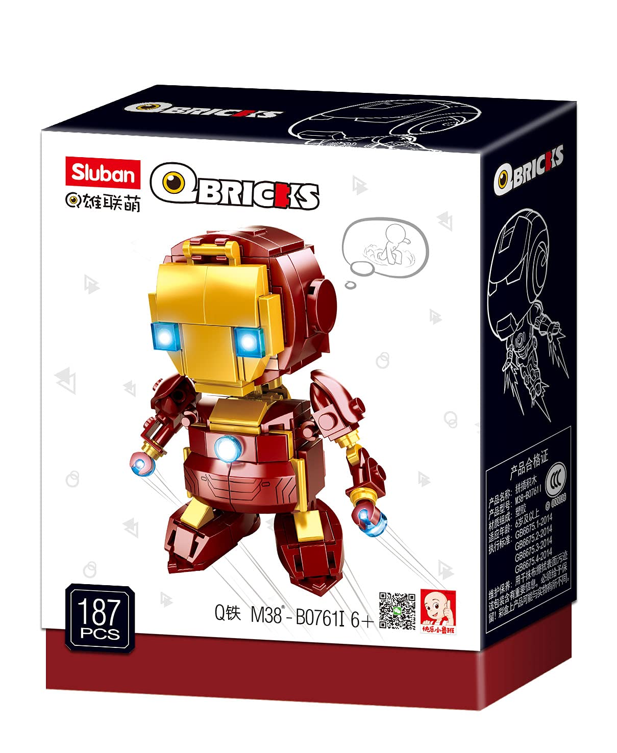 Sluban - Qbricks-Ironman, M38-B0761I, Multi-Colour