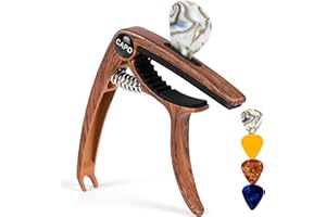 AARVI Guitar Capo 6-String for Acoustic & Electric Guitars - Universal Clamp with 4 Premium Picks - Compatible with Ukulele, 