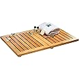 Premium Bamboo Bathroom Floor Mat - Foldable Non-Slip Shower Floor Mat and Doormat - Folds for Easy Storage (18 x 24 Inches)