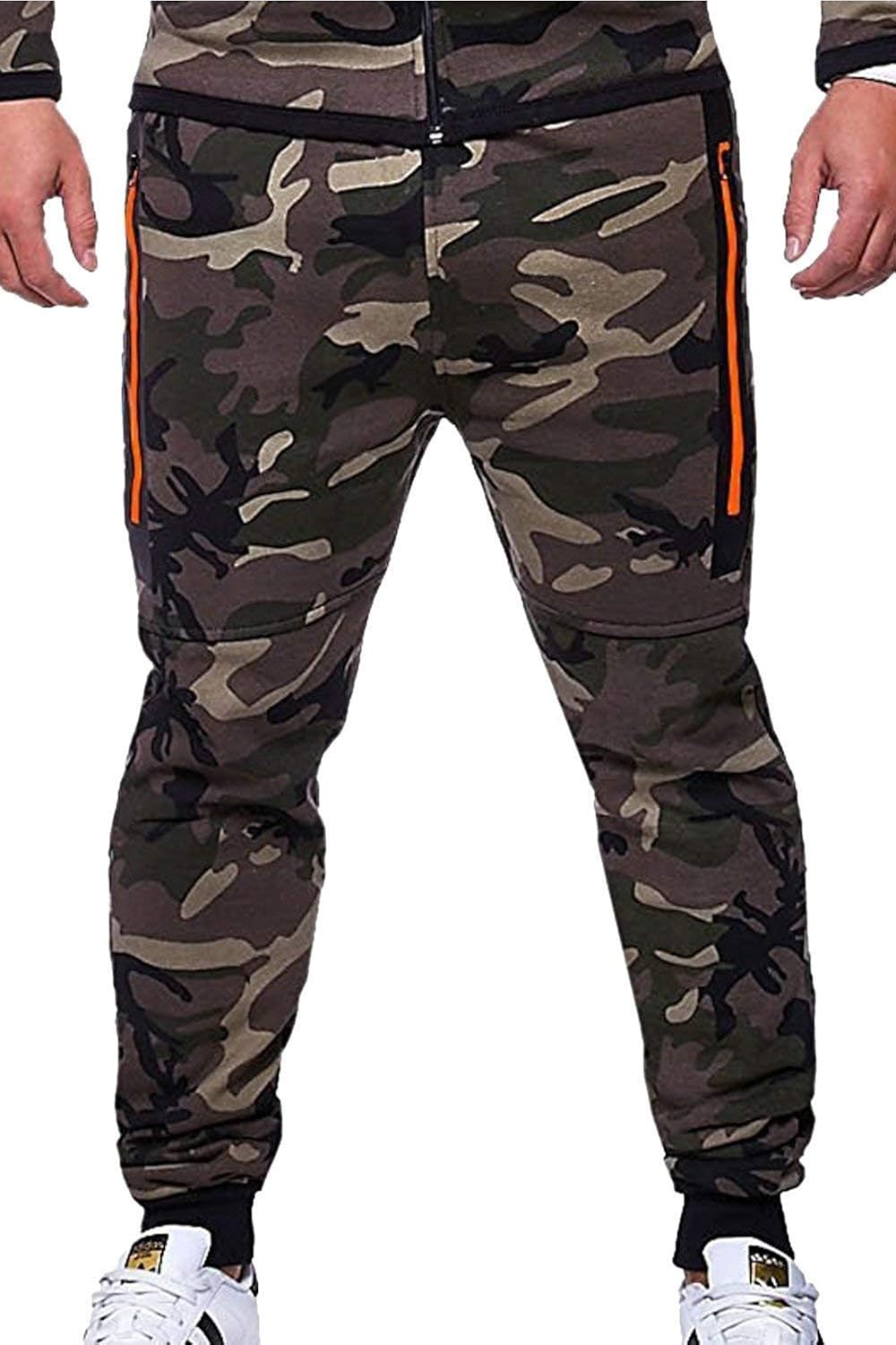 Mens Camo Sweatpants Jogger Athletic Bodybuilding Vintage Casual Slim