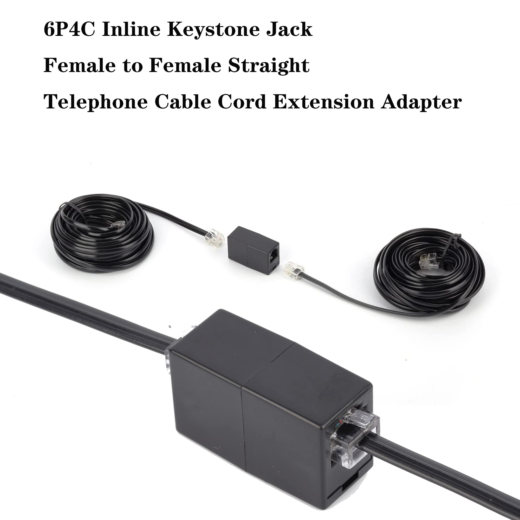 Ubramac Telephone Extension Cord Phone Cable Line Wire, with Standard RJ11 Plug (50FT-Black)